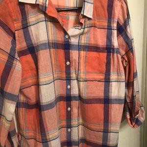Old Navy plaid button up shirt.